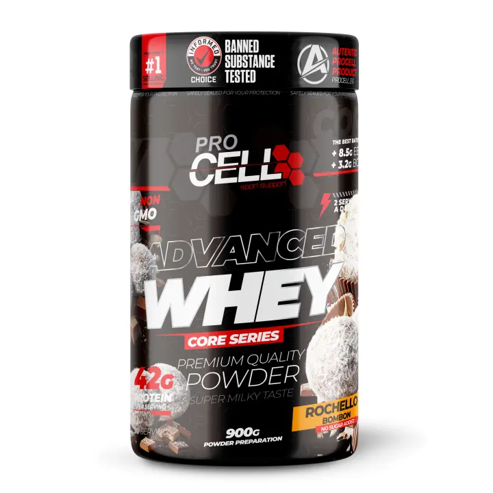 Proteína Concentrada - Whey Core 900gr Rochello Bombon Procell Sport - Suplemento Deportivo Alto en Proteína y  Bajo  en Carbohidratos - 1