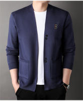 Chaqueta De Punto Para Hombre Lujo Con Bordado Exquisite En Color Sólido Abrigo Casual De Otoño E Invierno De Marca - details 11