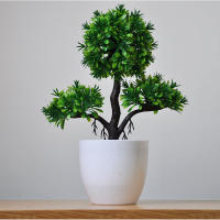 Planta Artificial De Bonsái Pequeña En Maceta Flores Verdes Falsas Ornamentos Para Decoración De Jardín Hogar Hotel Fiesta - details 17