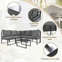 Juego de muebles de Jardín Sunny Island Taburetes y Mesa con Toldo Juego de 4 muebles de Salón para Balcón y Jardín Muebles de patio Weather resistant gris Incluye todos los muebles de Jardín - details 3