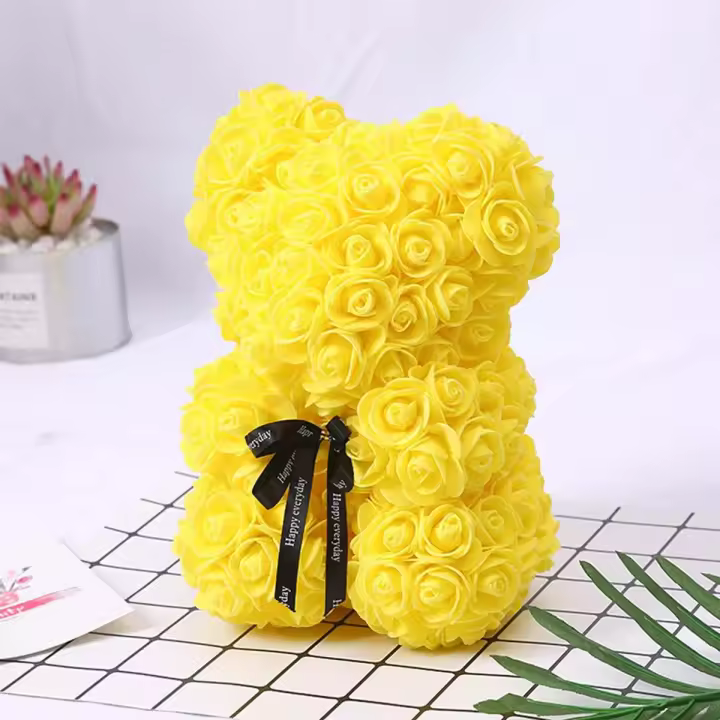 Oso De Rosas Creativo Para Día De San Valentín Regalo Romántico Con Caja De Flores PE Abrazo De Oso De Esponja PVC - 1