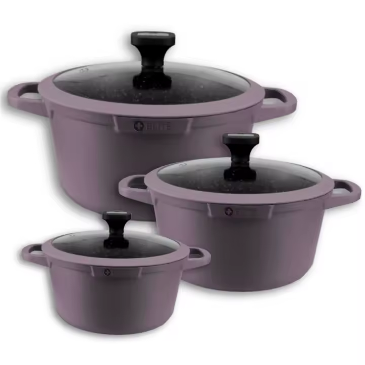 Elite Set de 3 Cacerolas Aluminio Forjado | Antiadherente Tricapa | Apto para Gas, Vitrocerámica E Inducción - 1