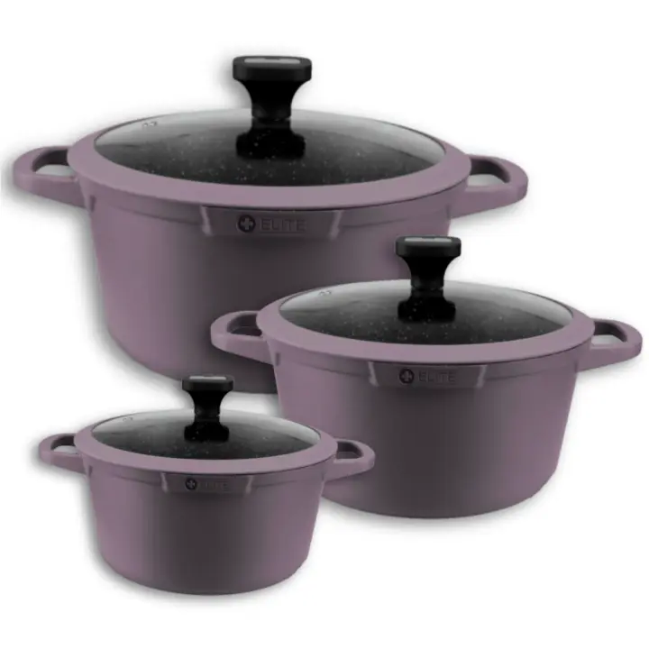 Elite Set de 3 Cacerolas Aluminio Forjado | Antiadherente Tricapa | Apto para Gas, Vitrocerámica E Inducción - 1
