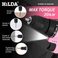 HILDA 12V Taladro Eléctrico De Litio Rosa 3/8 Pulgada Taladro Eléctrico Sin Cable Mini Herramienta De Perforación Para DIY En El Hogar - details 6