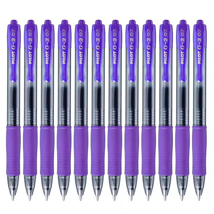 Pilot G2 07 Bolígrafo Retráctil Tinta de Gel Punta 0,7mm Recargable Color Violeta (Pack de 12 Uds.) - 1