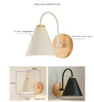 Lámpara De Pared Moderna Nórdica Para Baño Y Cocina Iluminación De Vestíbulo Y Estudio Acero Y Madera Blanco Y Negro Montaje En Pared - details 7