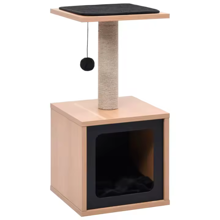 vidaXL Rascador para Gatos con Alfombra Rascadora de Sisal 62 cm Casita Poste Color Negro,  Blanco, y mas - 1
