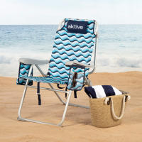 Aktive - Pack 2 sillas de playa XL plegables, aluminio y poliéster, 5 posiciones, antivuelco, asas mochila, bolsillos, color azul, modelo Aruba - details 1