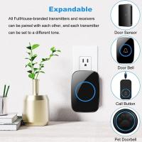 Timbre inalámbrico, kit de timbre impermeable, que distingue entre la puerta principal y la puerta trasera, más de 1.000 pies y 60 tonos de llamada, volumen de nivel 5 y Flash led, adecuado para aulas de oficinas domésticas - details 3