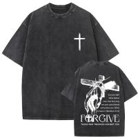 Camiseta Oversize Vintage Lavada De Jesus Perdonenles Padre Para Hombres Y Mujeres Estilo Gótico Rock Camisetas Tops De Calle - details 7