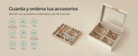 SONGMICS Caja de Joyas, Caja Joyero de 2 Niveles con Bandeja Extraíble, Estuche de Joyería, Tapa de Cristal, con 2 Cajones, Estilo Moderno, Idea de Regalo, Blanco Nube y Dorado Metálico/Negro Grafito y Dorado Metálico - details 1