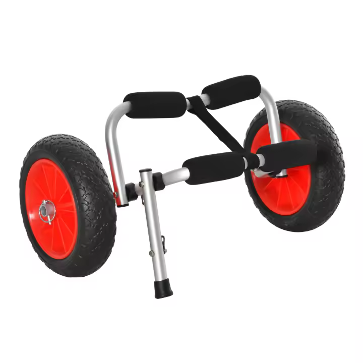 HOMCOM Carro de Transporte Kayak Plegable Barco Canoa Carrier Remolque Carretilla Carga 70kg con Ruedas Portacanoas Universal Aluminio 62x35x30 cm - 1