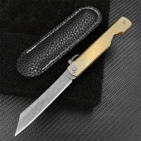 Cuchillo De Bolsillo Mini Higonokami Con Hoja De Acero Damasco Y Mango De Latón Para Camping Y Uso Táctico Multifuncional Herramienta De Mano - details 6