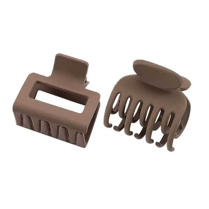 2Pcs Clips Para El Cabello De Moda De Tamaño Medio Para Mujer Clip De Cangrejo De Color Sólido Accesorios Para El Cabello De Lady - 1