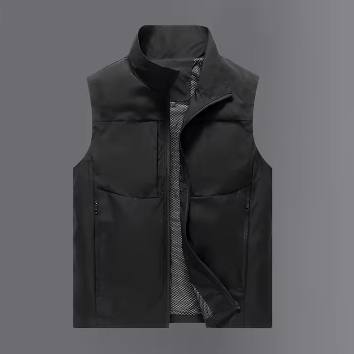 Chaleco Impermeable Para Hombre Talla Grande Sin Mangas Para Golf Tenis De Campo Caza Pesca Estilo Casual Con Cierre De Cremallera - 1