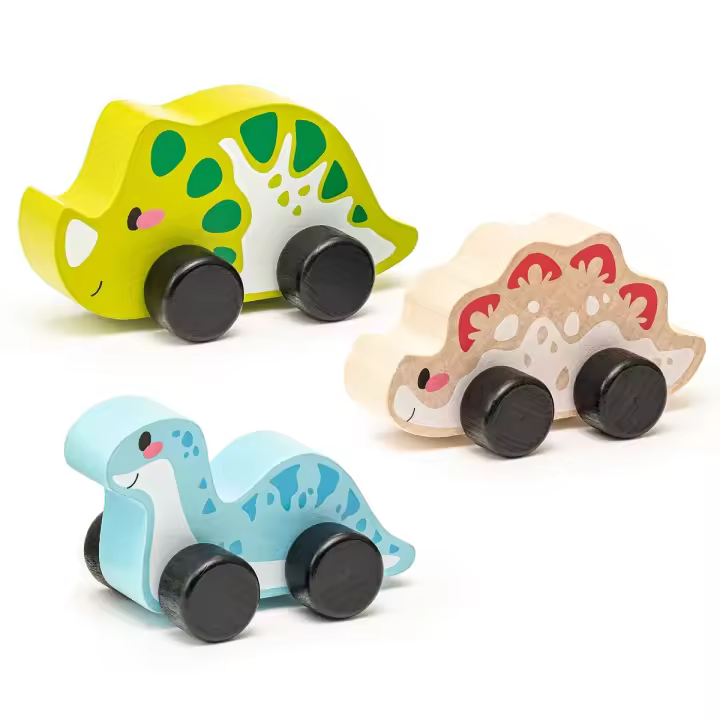 Set de juguetes de madera Dinosaurios Alegres de Cubika - 1
