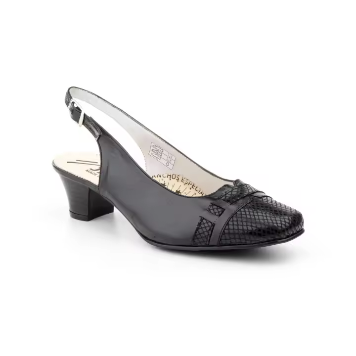 5122 Negro Hecho en España Zapatos Mujer Piel Negro Serpiente Hebilla Tacón Anchos Especial Numeración: 35-41 Marca: JAM - 1