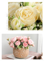 1PC Bouquet De Flores Artificiales Rosa Peonía Blanca Para Decoración De Casamientos Invierno Y Fiestas En Casa Plantas Falsas Baratas - details 8