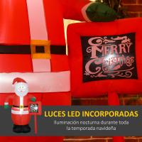 HOMCOM Papá Noel Hinchable con Cartel Navidad Hinchable con 3 Luces LED e Inflador Eléctrico Decoración Navideña para Exteriores Interiores 120x65x180 cm Multicolor - details 3