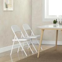 Juego de 2 Sillas Plegables Sillas Abatibles con Respaldo y Estructura de Acero para Salón Oficina Estudio 45x46x78 cm Blanco - details 2