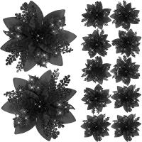 Flores De Navidad Artificiales Brillantes 14.5cm Decoración Para Árbol De Navidad Adornos Para Año Nuevo Y Día De San Valentín - details 17