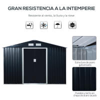 Outsunny Cobertizo de Jardín de Exterior 4,9 m² 277x195x192 cm Caseta de Jardín Metálica con 2 Puertas Corredizas Base Refuerzo (Suelo NO Incluido) para Patio Terraza - details 3