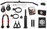 ManiBoom Polea Gimnasio Casa Multifuncional - Kit de Poleas de Musculacion Ajustable con Accesorios Barra 2 en 1 + Cuerda Triceps + Asas - Maquina Home Gym - Rack Pared Multigym con todos los accesorios - details 10