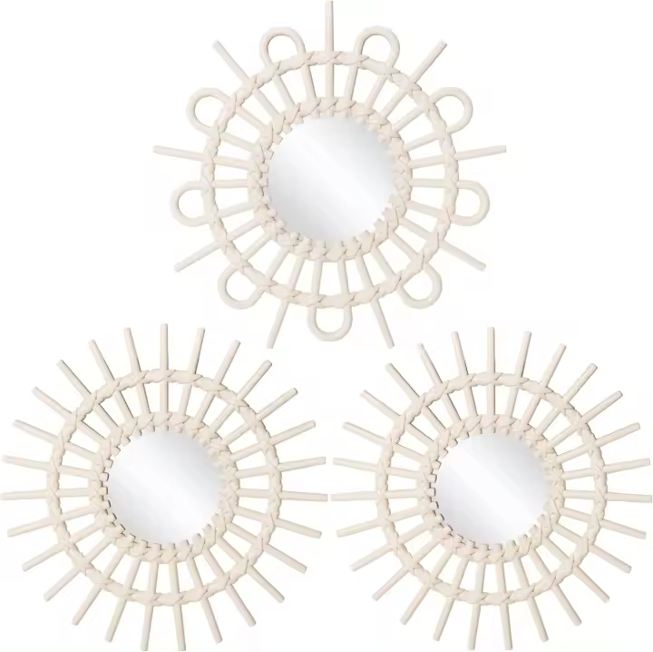 STARLEY-juego de 3 Espejos redondos Plastico pequeños para decoración de pared  decoración de pared para sala de estar, dormitorio y baño - 1