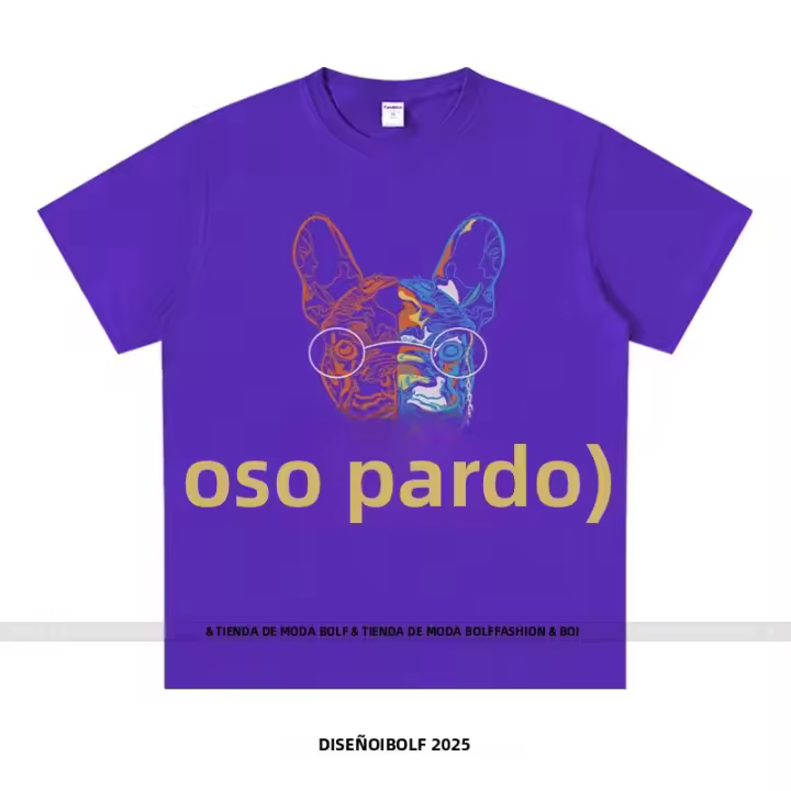 Camiseta Unisex De Algodón 100% Con Portratto De Perro De Rhinestone Y2K Estilo Callejero Brillante Casual Cuello Redondo Manga Corta - 1