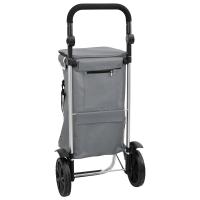 Carro de Compras vidaXL con Ruedas y Mango Ajustable Gris 40 L - details 0