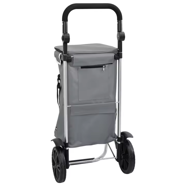 Carro de Compras vidaXL con Ruedas y Mango Ajustable Gris 40 L - 1