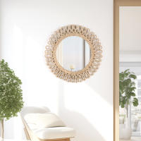 Espejo Decorativo Bohemio Circular Tejido a Mano Para Pared Estilo De Casa Colgante Para Habitación De Hotel Y Sala De Estar - details 0