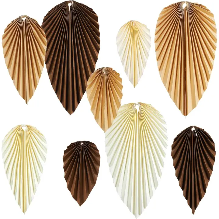Pack of 9 Paper Fans Colourful Decoration Hanging Garland Pink Flowers Paper Fan Party Decoration for Wedding Birthday Summer Table Decoration Garden Party Hawaiian Decoration - 1