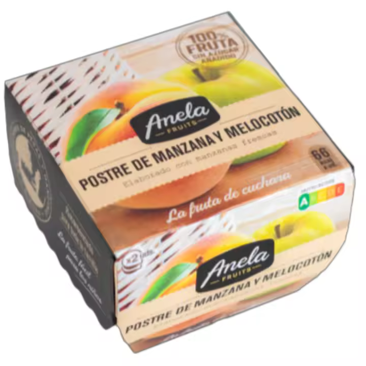 Anela Fruits Postre 2x100g de Manzana, Manzana y Melocotón, Manzana y Pera, Manzana y Plátano - Delicioso postre de frutas variadas para disfrutar en casa - 1