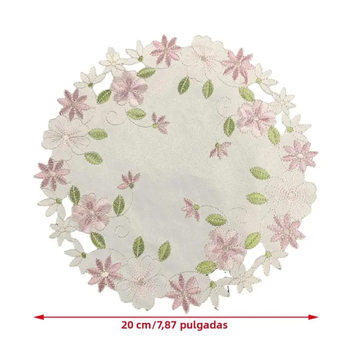 Mantel Individual De Tela Con Bordado De Rosa Redondo Popular Para Decoración Navideña Funda Para Taza Y Té Funda Para Café Moderno Estilo Contemporáneo Polyester Cotton - 1