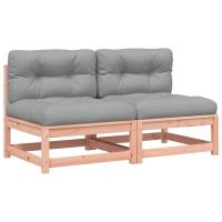 vidaXL Sofás jardín sin reposabrazos con cojines 2 uds madera de pino Marrón y gris, Natural y negro, Pino blanco Conjunto Terraza Muebles Jardín Exterior Juego de Muebles de jardín Mueble Jardín Exterior Muebles de Salon Exterior - details 3