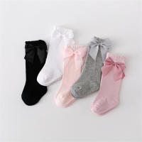 Lawadka 5 Pares De Calcetines Largos Para Niñas Infantil Princesa De Talla 0-7 Años Algodón Con Lazo Moda Invierno Calcetines Para Niñas - details 2