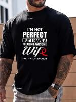 Camiseta De Algodón Para Hombre 'I'm Not Perfect but My Wife Is Great' Estilo Casual Transversal Adecuada Para Regalo - details 8