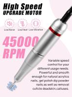 Máquina De Uñas Profesional 45000RPM Con Base Y Pantalla LCD Grande Herramienta De Esmeril Para Manicura Eléctrica En Salón - details 2