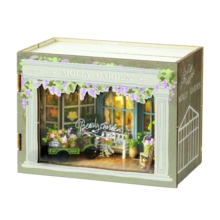 DAM. Colección Cubo fantástico, Jardín de Molly. Maqueta plegable 3D realista con gran detalle y luces led. 9x5x7cm. - 1
