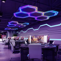Hola led Lámpara LED Hexagonal RGB 80W - Panel Decorativo Moderno (222x155 cm) - 5 Rejillas - Luz Multicolor Ajustable - 24V DC Iluminación para Interiores - details 1