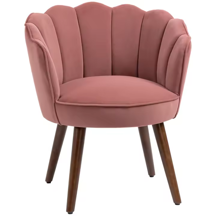 Silla de Cocina Silla de Salón con respaldo Poliéster Madera de Caucho Rosa 66x72x79 cm - 1