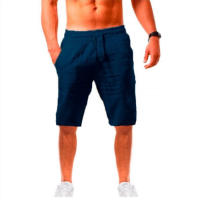 Pantalones cortos deportivos casuales de verano para hombre, de lino y algodón, transpirables y sueltos. - details 3