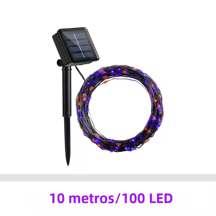Luces De Halloween LED Solares Para Jardín 1000LED 100M Lámpara Solar Para Decoración De Árbol De Navidad Luz Morada Naranja - 1