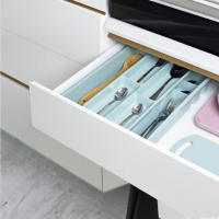 Porta Cubiertos Cubertero 2 Piezas Plata Plástico, Cocina, Organizador Bandeja Porta Cubiertos - Plastic Forte - details 0