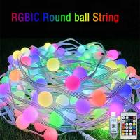 Cadena De Luces LED RGBIC Bluetooth 5V Con Controlador De Música Y App IP65 Impermeable Para Decoración De Jardín Camping Atmosfera - details 0