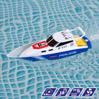 Racing Boat Lancha teledirigida policía, 36x10x10 cm, Frecuencia 2,4 GHz, 35-40 m alcance, 6 direcciones, Juguetes teledirigidos, Lancha rc, Barco radiocontrol, Juguete para niños de 4 años - details 2