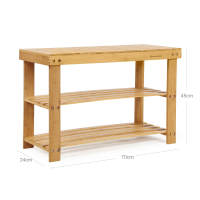 Banco zapatero de bambú, 3 estantes, 70x28x45 cm, ideal para entradas, baños, salas de estar y pasillos, color blanco o madera - details 6