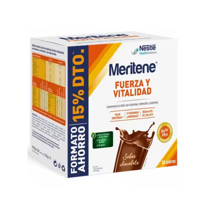 Meritene Fuerza y Vitalidad Batidos Sabor Chocolate 30 Sobres 900 Gr - 1