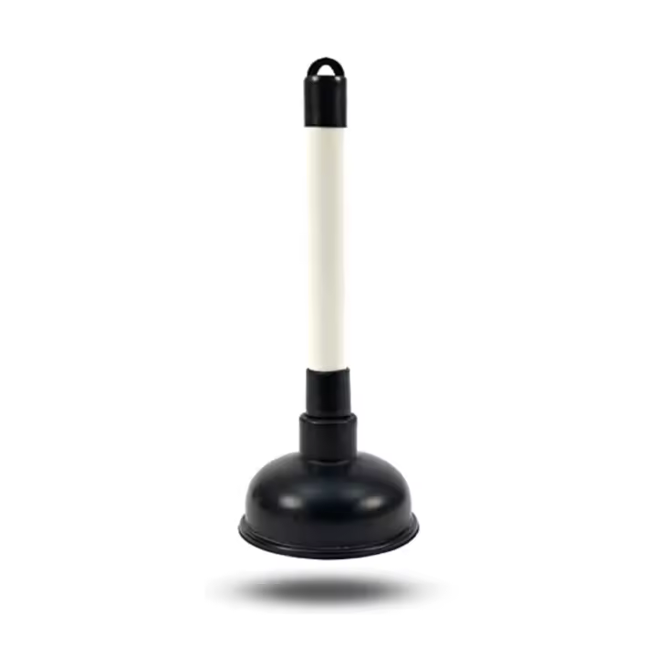 Desatascador de fregadero, desbloqueador de fregadero de cocina, inodoro, desagüe y limpiador de tuberías, potente mango de 225 mm y herramienta de copa de goma resistente de 100 mm, negro/blanco - 1